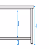 Edelstahl Unterbautisch 2000x600mm - mit Grundboden