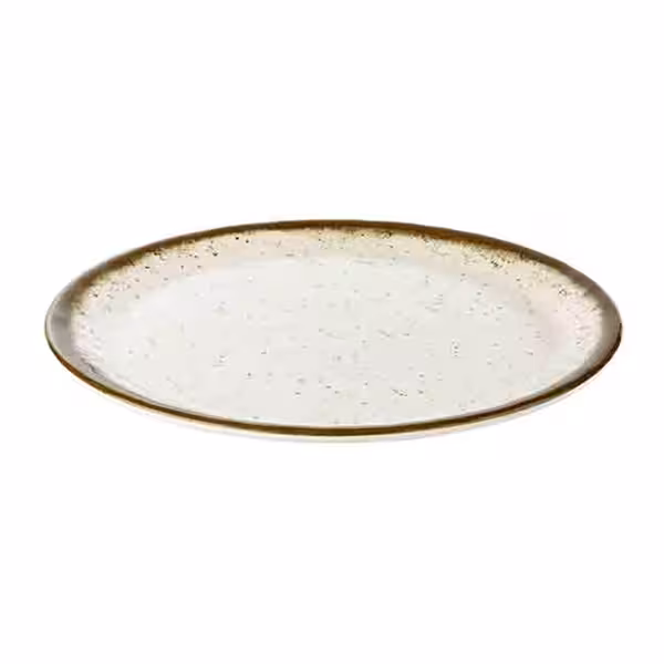 (6 pcs) STONE ART | Plate - flat - Melamine - Ø250mm - White/Brown