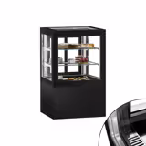 Koel- & Gebaksvitrine - 370 liter - 810mm - dubbel glas - schuifdeuren - met 2 schappen - zwart