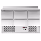 Koelwerkbank ECO - 1365x700mm - met 6 lades - met opstand - 368 liter