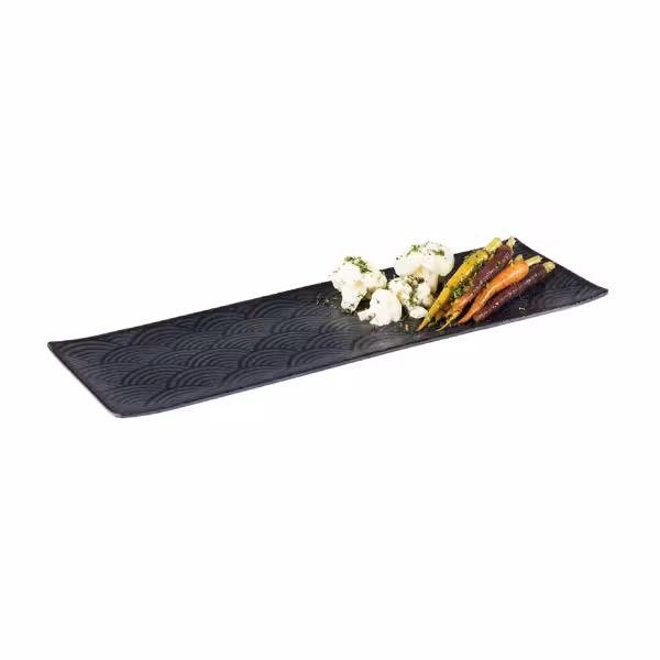 (6 stuks) GN-dienblad - DARK WAVE - Melamine - GN 2/4 - hoogte: 20mm - Zwart