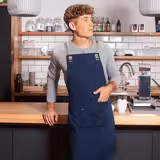 (6 pieces) KARLOWSKY | Adjustable Cross-Back Bib Apron Urban Nature – Steel Blue - 700×850 mm