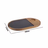 (6 unid) Tábua de servir PREMIUM FUSIONA - Conjunto de 2 peças - com tampo de ardósia - madeira de acácia - 280x175mm - oval