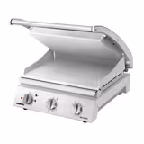 ROBAND | Grill kontaktowy / grill do hamburgerów – 2,2 kW – gładka powierzchnia górna i dolna – powierzchnia grillowania: 375 x 275 mm