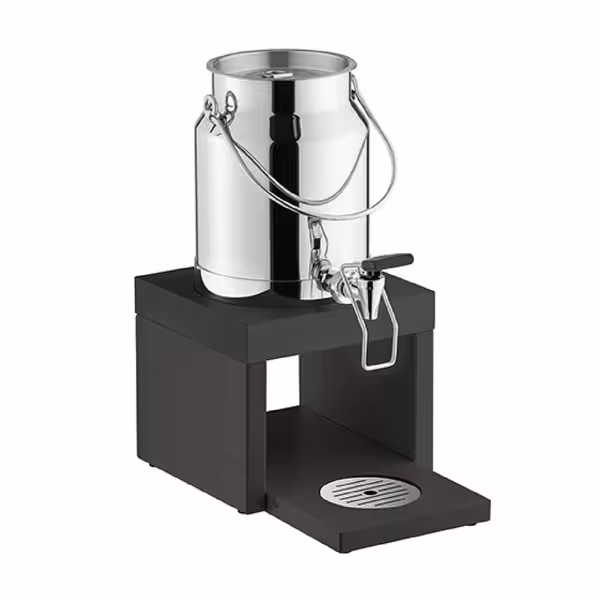 Milk Dispenser - BRIDGE - stainless-steel dispenser with beech stand & self-close tap - 3 Litres - Stainless steel - incl. ice pack in stand base & touchless adaptor
