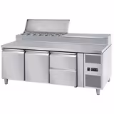 Zubereitungstisch PREMIUM - 1800mm - für 8x GN 1/3 - 2 Türen & 2 Schubladen