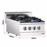 Gasfornuis - GIUSEPPE - 600 - 600x600x900mm - 13,1 kW - 4 pits - hoog vermogen