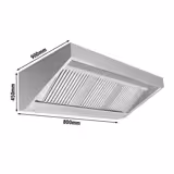 Cappa a parete Professionale Snack - 1800mm - Prof.900mm - con filtri a labirinto antigrasso e illuminazione