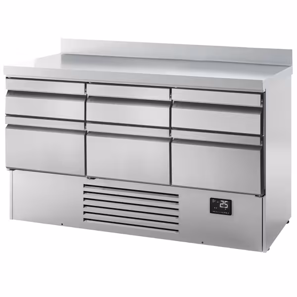 Kühltisch Premium PLUS - 1460x700mm - 6 Schubladen - Aufkantung