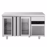 Hűtött munkaasztal PREMIUM - 1400x700 mm - GN 1/1 - 281 liter - ventilációs - 2 üvegajtóval