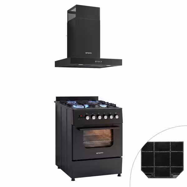 Gasspis – 8,4 kW – 4 brännare – inkl. elektrisk ugn – 3,85 kW & fläktkåpa