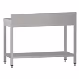 Mesa de trabalho em aço inoxidável ECO - 1000x600mm - com prateleira inferior & com painel traseiro & com travessas de reforço