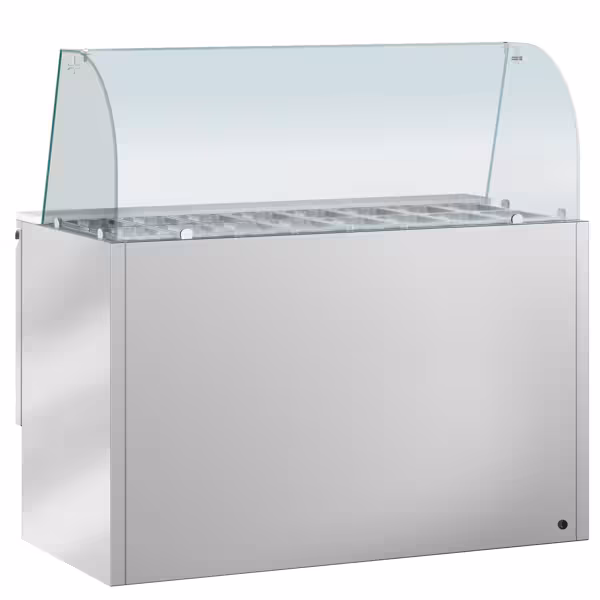 Commercial Saladette Counter PREMIUM - 1368mm - 288L - 3 glass doors - with glass canopy for 4 x GN 1/1