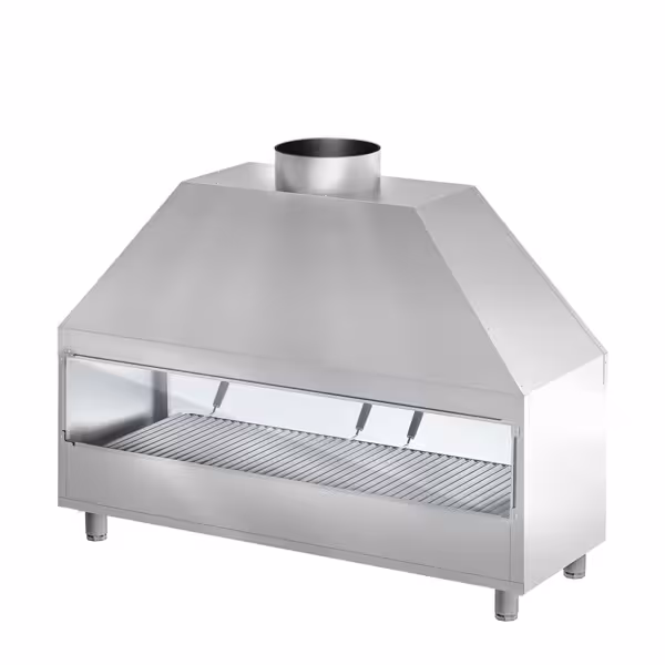 Commercial Charcoal Grill – Stainless Steel, Glass Guard – 2000×530×1200 mm – Grade 430