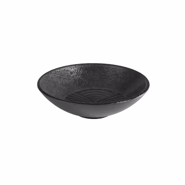 (6 stuks) Kom - DARK WAVE - Melamine - 0,5 liter - Ø 175mm - Zwart