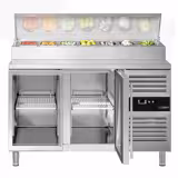 Saladette refrigerata professionale PREMIUM - 1360x700mm - 2 porte in vetro - per 7x GN 1/3 vaschette