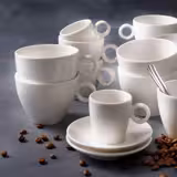 (6 szt.) BART - Filiżanka do kawy [Bart] - 145ml - Elfenbinowy - Porcelana - sztaplowana