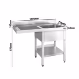 Vaatwasser Spoeltafel - 1400x700mm - met 1 spoelbak lrechts