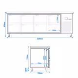 Kühltisch PREMIUM - 2330x700mm - mit 8 Schubladen