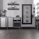 فرن كومبي كهربائي احترافي - شاشة لمس - 7" شاشة - 40x GN 1/1 أو 20x GN 2/1 - يشمل نظام غسيل تلقائي، مسبار حرارة & عربة صواني