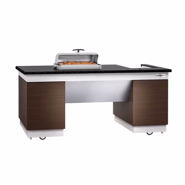 Commercial Dublin Mobile Cooking Station – 2000 x 1000 x 900mm - Black Granite Top - 4 Doors