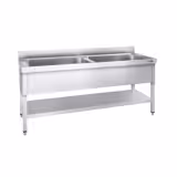 Kastrulldiskbänk Med bottenplatta 1,8 m – 2 Kar L 80 x B 50 x T 35 cm
