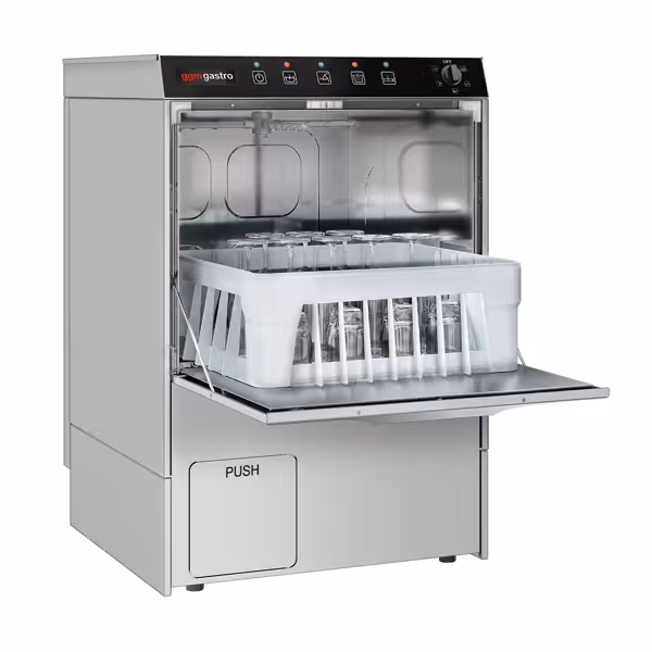 Máquina de lavar copos de parede dupla - Manual - 5,00kW - com bomba de drenagem, doseadores de detergente e abrilhantador