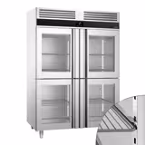 Armoire réfrigérée vitrée positive en acier inoxydable PREMIUM - GN 2/1 - 1400 L - avec 4 demi-portes vitrées