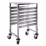 Stainless Steel Gastronorm Racking Trolley - 6-Level - for 6 x GN 1/1 Trays - with low-noise braked castors