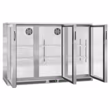Barkoelkast - 1350mm - 300 Liter - met 3 glazen klapdeuren - RVS