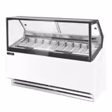 Štand za sladoled THEO - 1 771 mm - Ventilirano hlađenje (Umluft) - s LED rasvjetom - za 9x 5 litara posuda za sladoled - Bijela