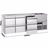 Comptoir de bar réfrigéré PREMIUM - 2500x700mm - 7 tiroirs