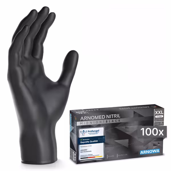 (10 pezzi) ARNOWA | Guanti monouso in nitrile - 90 pezzi - Taglia XXL - Nero