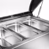 Vetrina gelato da banco - 867mm - Refrigerazione statica - con Illuminazione LED - per 4x Vasca da gelato da 5 Litri - Vetro curvo - Apertura coperchio lato lato operatore