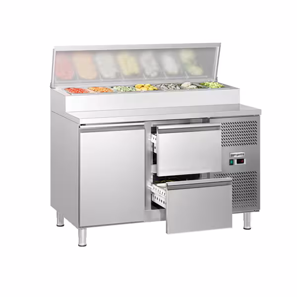 Zubereitungstisch ECO - 1360mm - 1 Tür & 2 Schubladen - für 7x GN 1/3