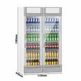 (2 pieces) Commercial Beverage Display Fridge - 690 L - 2 Glass Doors & Advertising Display