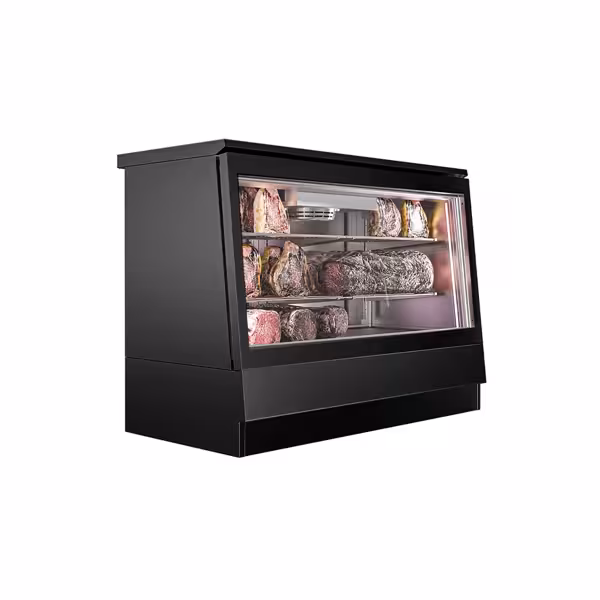 Dry age vitrinekast - 1384x740mm - met 2 glazen deuren - Zwart - 470 liter