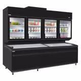 Commercial multideck display freezer - 2500mm - 1244L - with 4 double‑glazed hinged glass doors & 6 shelves - incl. island freezer - Black
