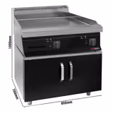 Električni roštilj - 7,1 kW - Glatka - površina pečenja: 795x535 mm - ormarić s 2 vratima - satinirana (Scotch-Brite) završna obrada