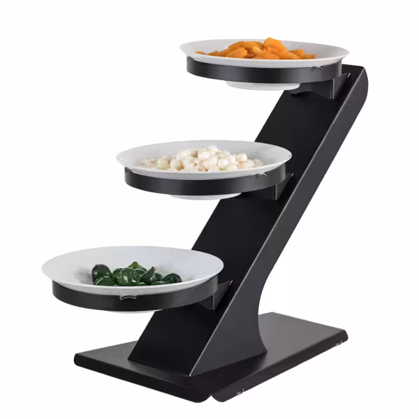 Buffetstandaard - zwart gecoat RVS & melamine - Ø260mm - incl. 3 melamine kommen Ø260mm