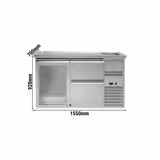 Comptoir de bar réfrigéré Premium PLUS – 1550 × 700 mm – 1 porte vitrée & 2 tiroirs