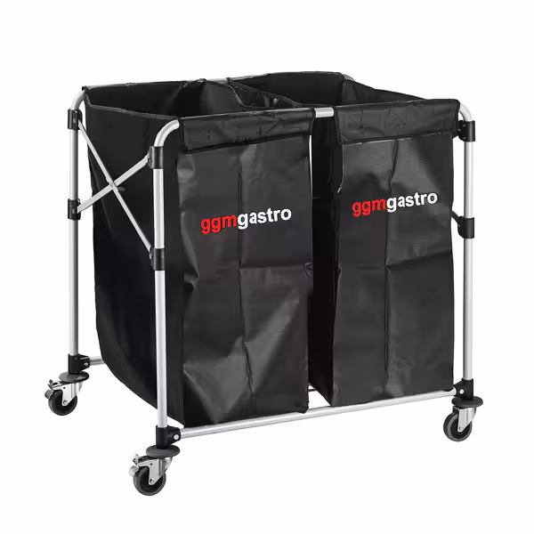 Wasgoedwagen - inklapbaar - 2x 150 liter - Aluminium frame - Zwart