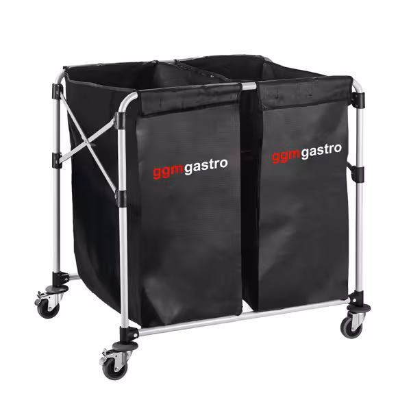Linnenzakwagen - opvouwbaar - 2x150L - aluminiumframe (gepoedercoat) - zwart
