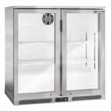 Barkühlschrank - 900mm - 220 Liter - mit 2 Glasflügeltüren - Edelstahl