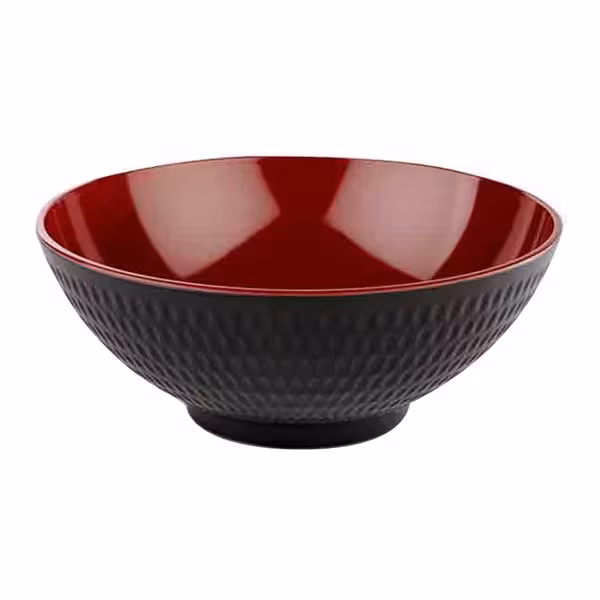 (6 Stück) Schale - ASIA PLUS - Melamin - 2,2 Liter - Ø 240mm - Schwarz/Rot