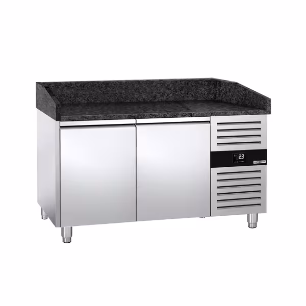 طاولة تحضير بيتزا مبردة PREMIUM - 1500x800 mm - مع بابان - سطح عمل جرانيت