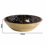 (6 db) Tál - MANGO - fa - 4 literes - Ø 370mm - fekete-arany - fekete-arany