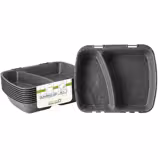 (60 uds) Envase PP 2 compartimentos - 1050ml - 245x200x45mm - Polipropileno - Gris - Apto microondas/lavavajillas - Apilable