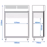 Upright Fridge Stainless steel PREMIUM PLUS - GN 2/1 - 1240L - with 2 doors