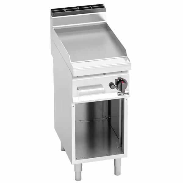 Gázüzemű rostlap - 6,9 kW - Sima - Sütőfelület: 395x500 mm - álló - nyitott tárolóval - Professzionális